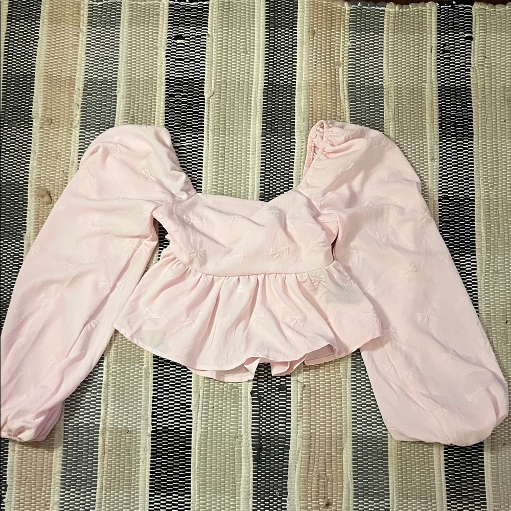 Pink Puff Sleeve Blouse size small